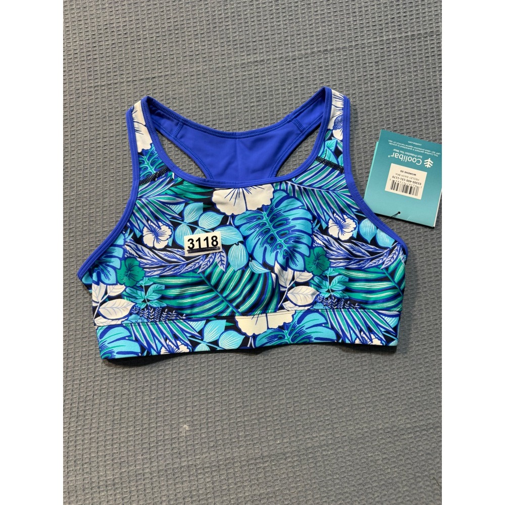 Coolibar Medley Swim Bra Womens XS Blue Tropical UPF 50+ 03300-400-151-1170